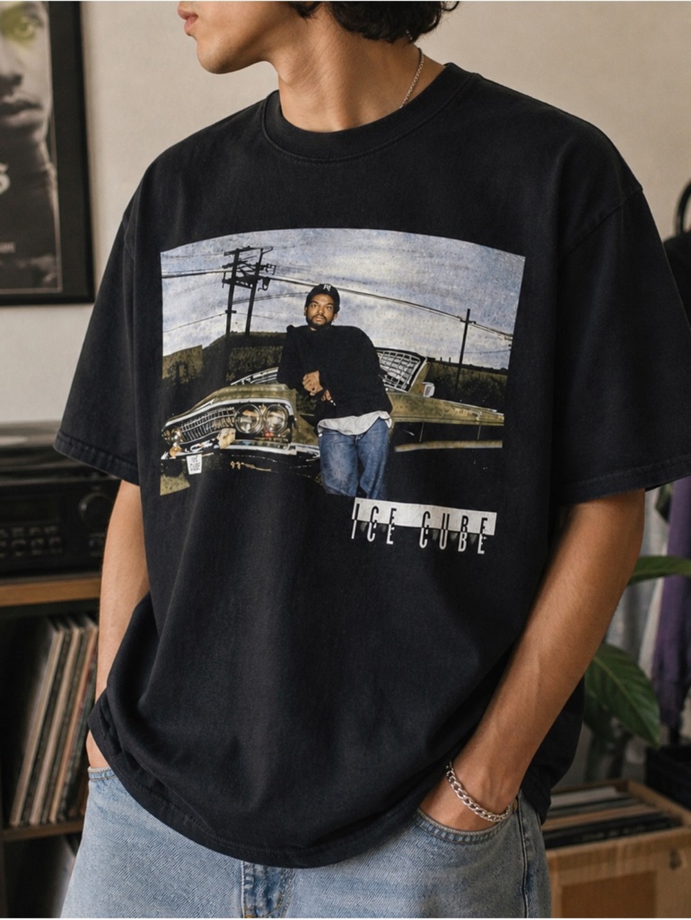 Ice Cube Graphic Tee 2XL Oversized Black Rap Shirt West Coast‎ Streetwear